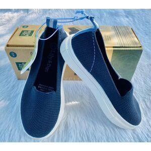 NWT Lily & Dan Toddler Boys SZ 9/10 Navy Blue/White Slip On Shoes